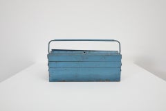 Vintage Light Blue Metal Tool or Tackle Box