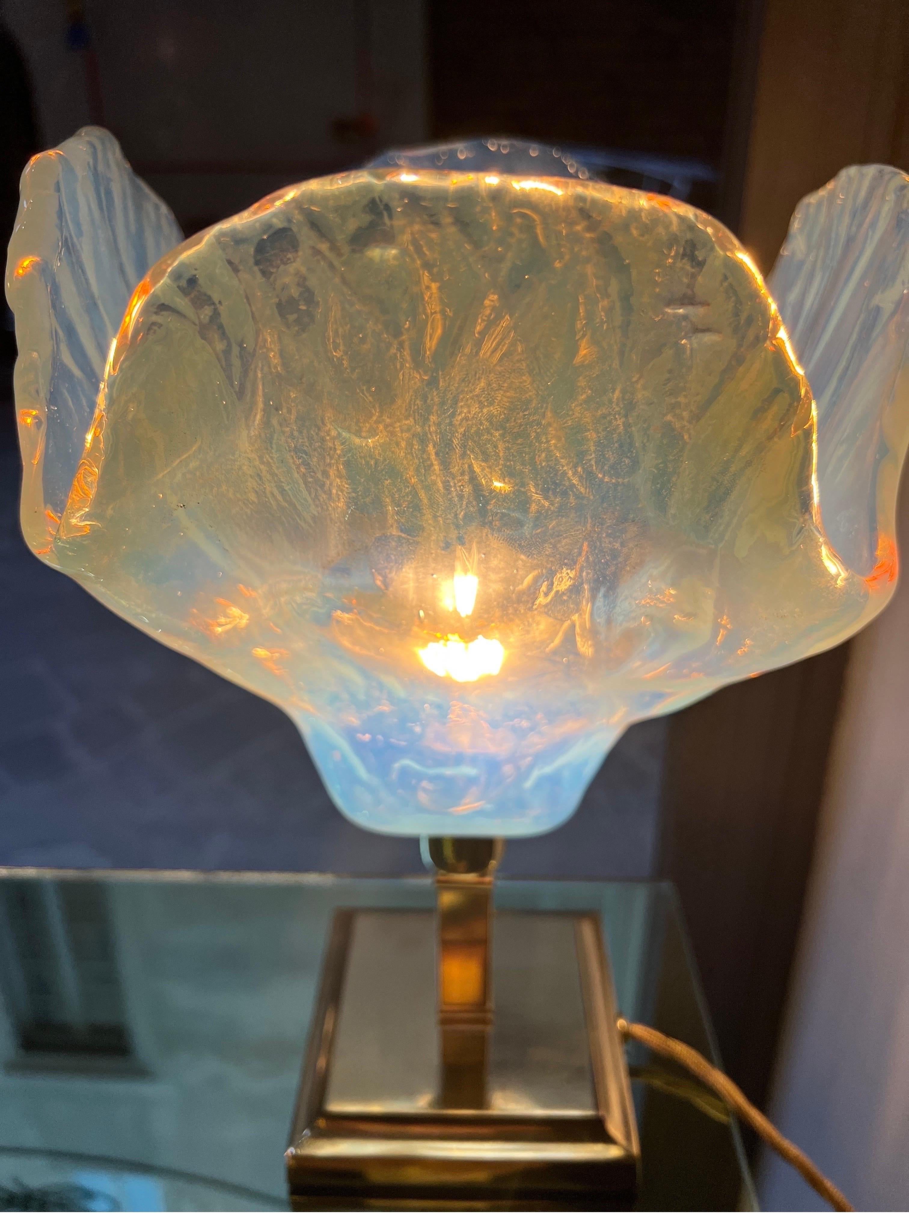 Vintage Light Blue Murano Glass Flower Table Lamp, 1950s 6