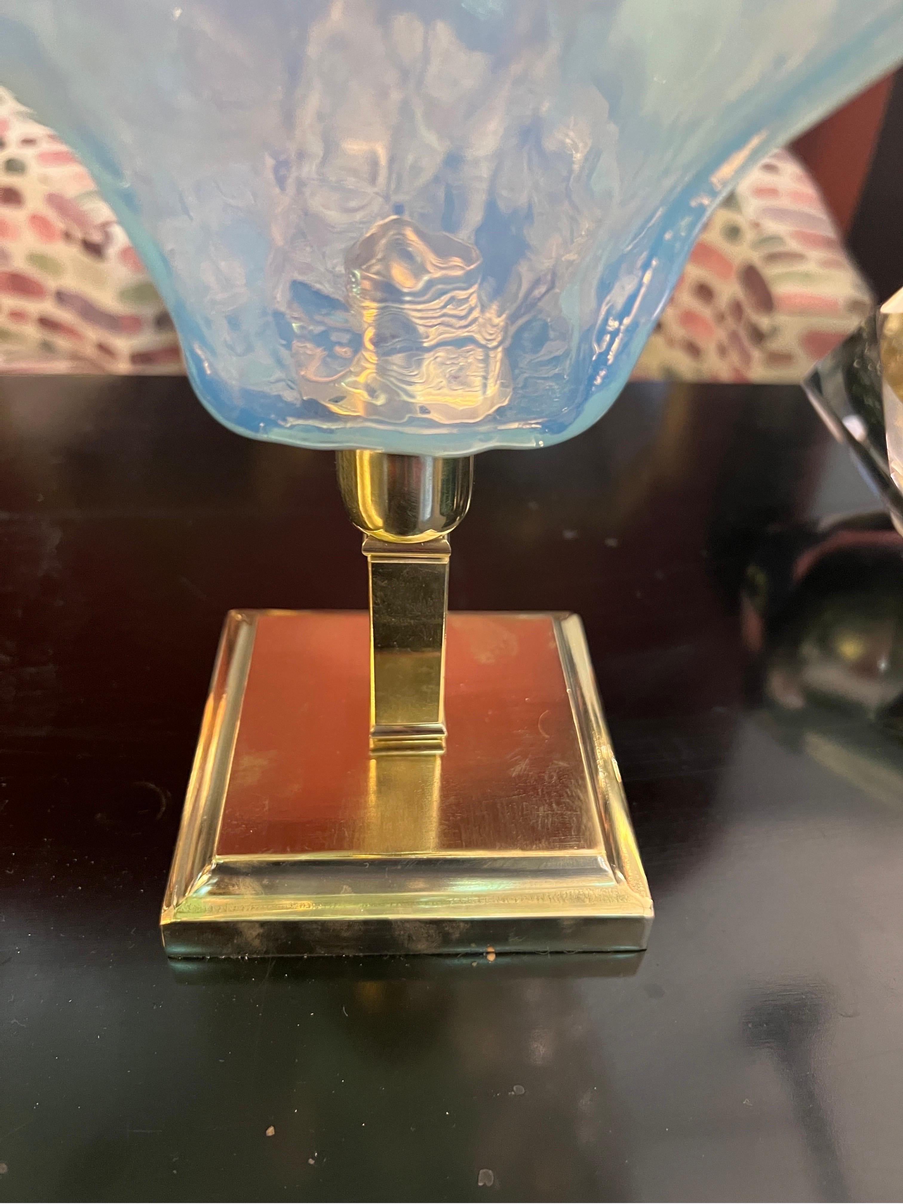 Vintage Light Blue Murano Glass Flower Table Lamp, 1950s 11