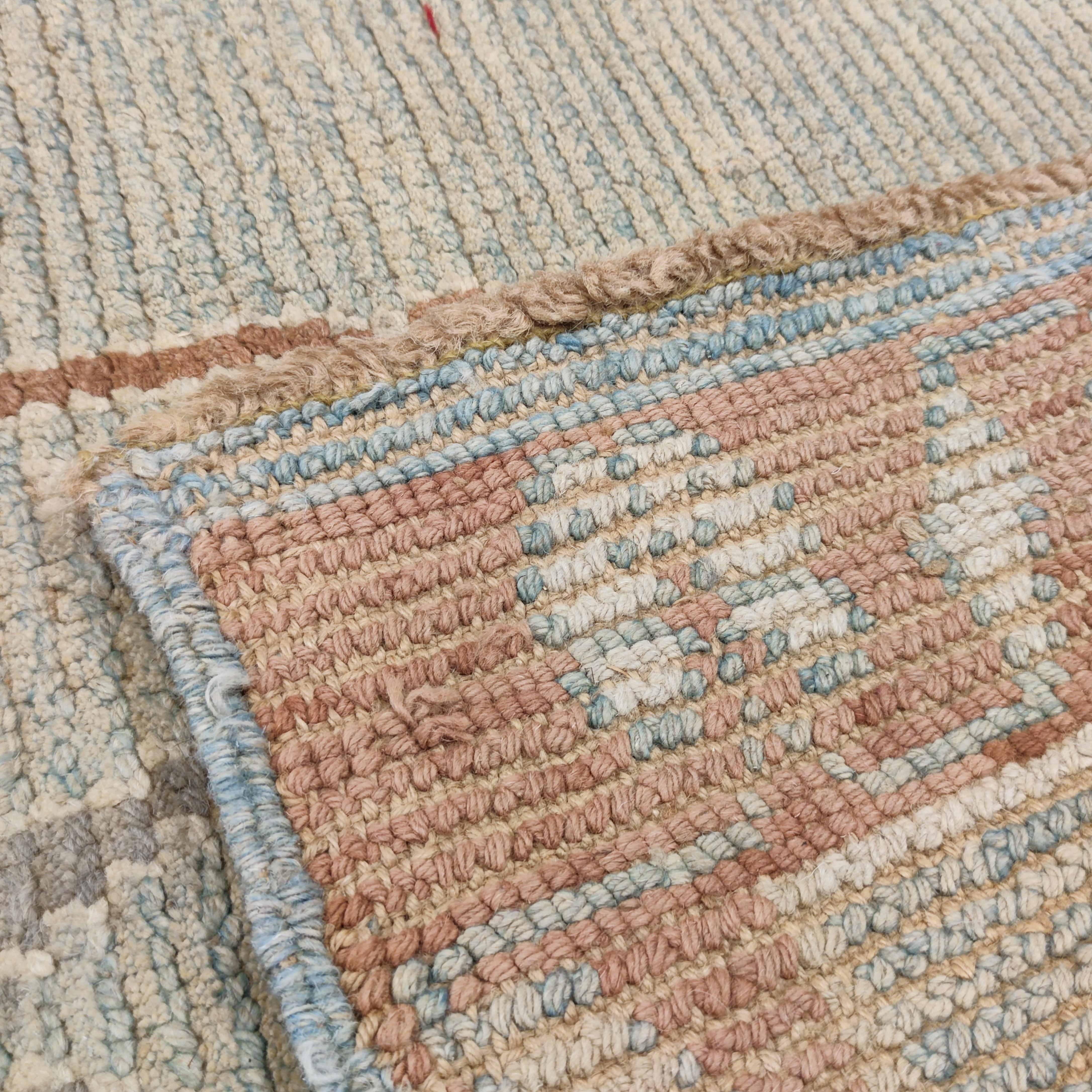 Late 20th Century Vintage Light Blue Oushak Rug with All-Over Pattern of Leafs and Palmettes For Sale
