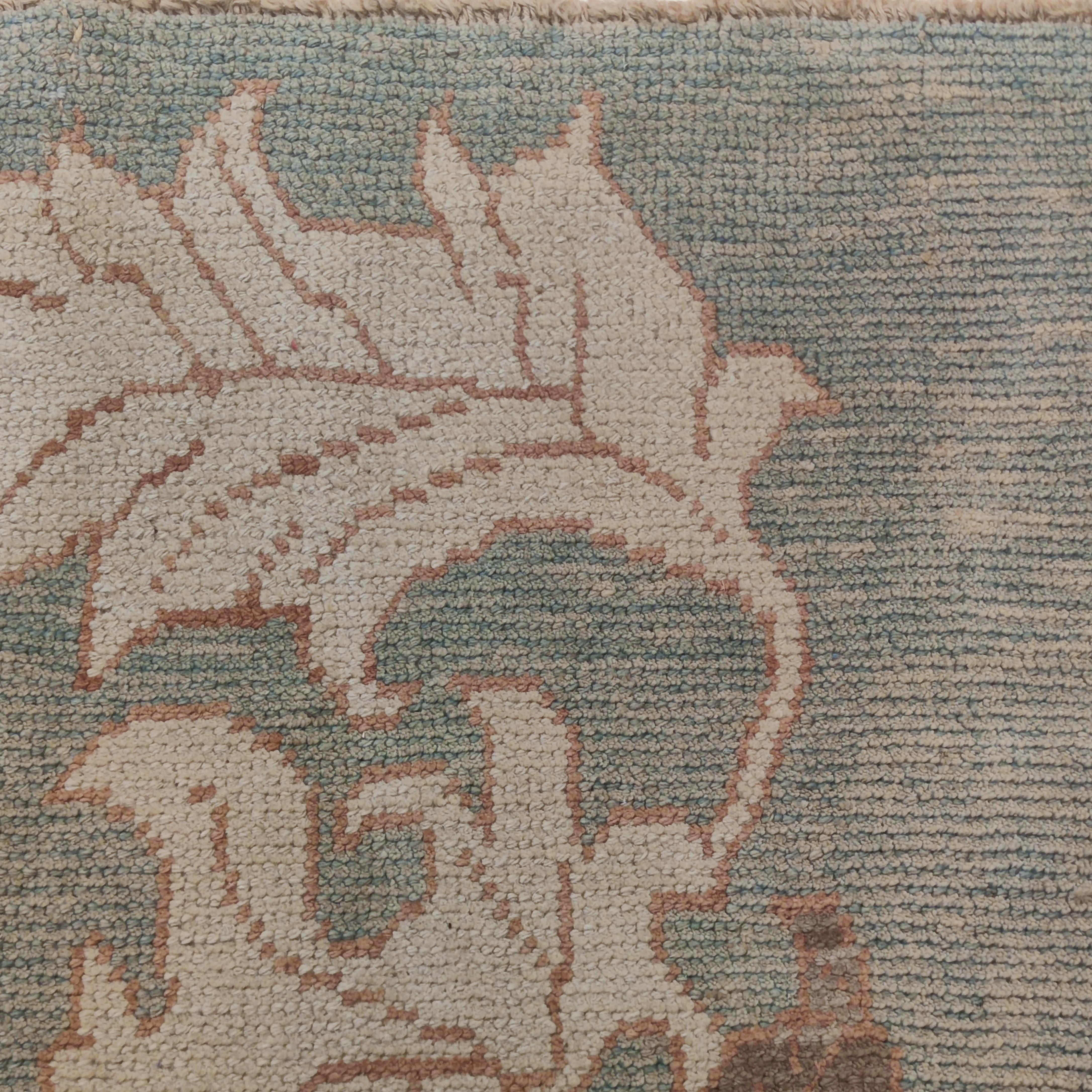 Late 20th Century Vintage Light Blue Oushak Rug with Large Leafs and Palmettes For Sale