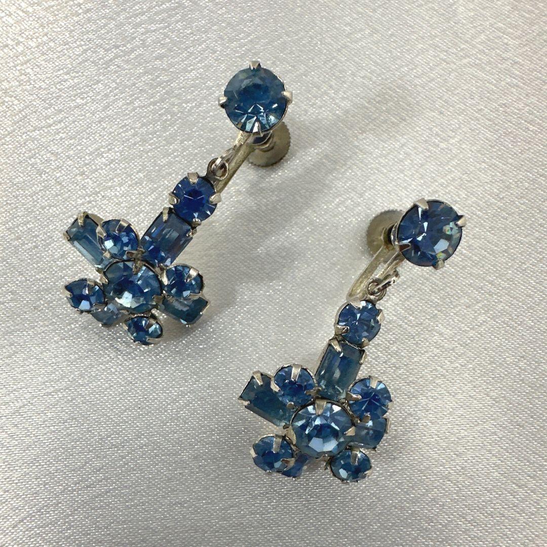 Women's Vintage Light Blue Rhinestone Beautiful Necklace Earrings For Sale