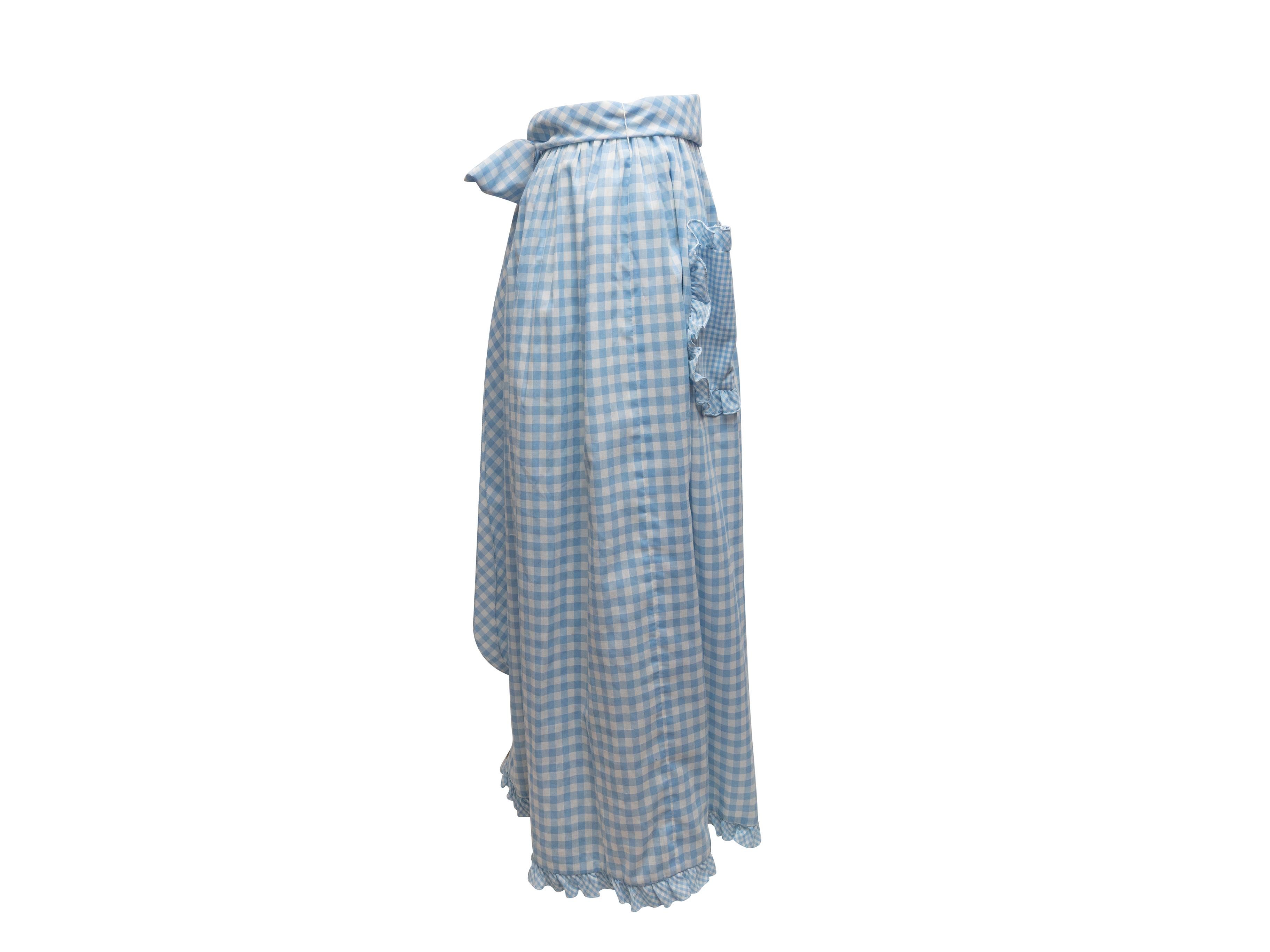 Grigio Vintage Oscar De La Renta Maxi Gonna in Gingham Azzurro e Bianco Taglia M. in vendita