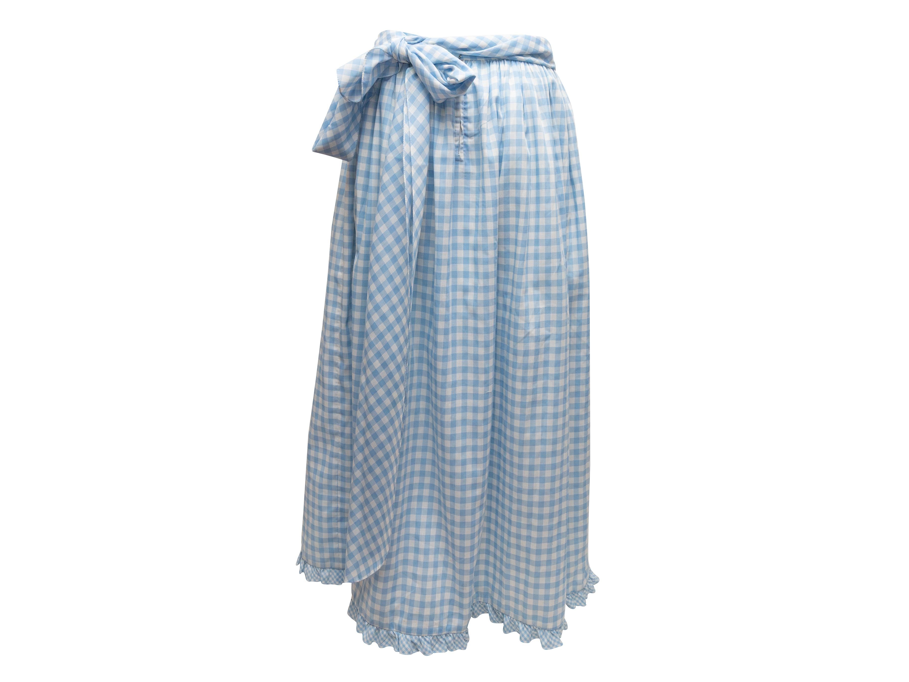Vintage Oscar De La Renta Maxi Gonna in Gingham Azzurro e Bianco Taglia M. In condizioni buone in vendita a New York, NY