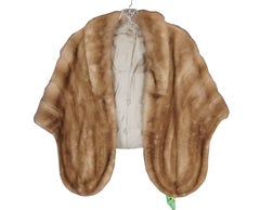 Vintage Light Brown Mink Fur Stole Shawl Shoulder Wrap Womens Jacket Cape