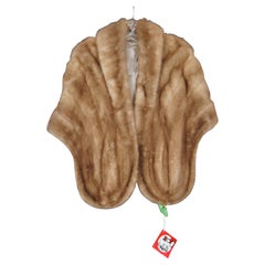 Vintage Light Brown Mink Fur Stole Shawl Shoulder Wrap Womens Jacket Cape 