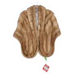 Vintage Light Brown Mink Fur Stole Shawl Shoulder Wrap Womens Jacket Cape