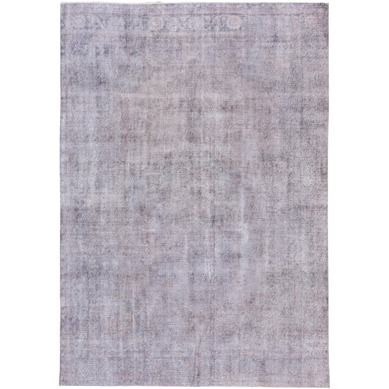 Vintage Light Gray Overdyed Sparta Rug, Shabby Chic For Sale at 1stDibs