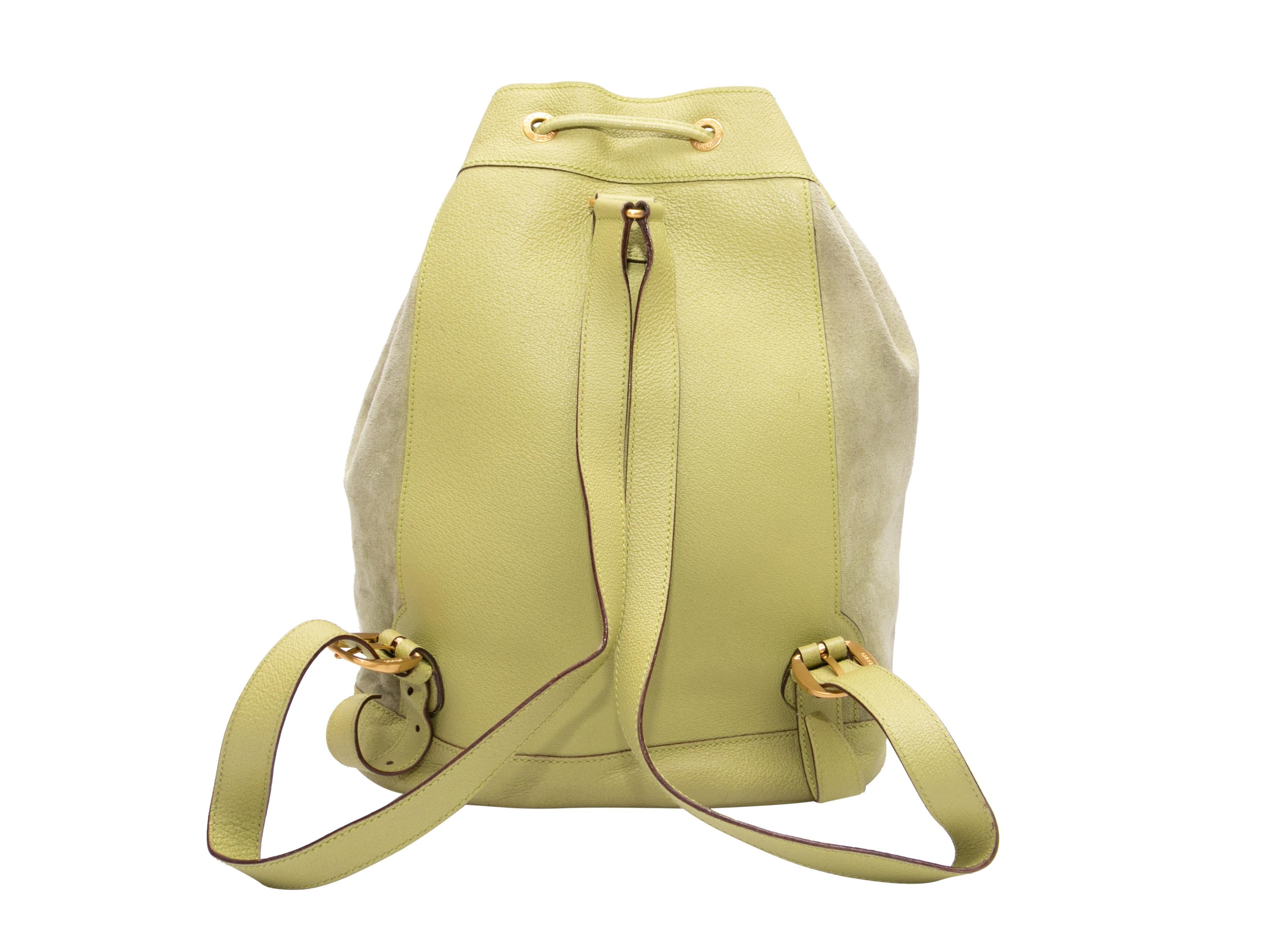 Vintage Light Green Gucci Suede Backpack For Sale 1