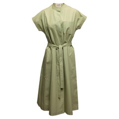 Vintage Hellgrün Hermes Kurzarm A-Linie Kleid Größe FR 40