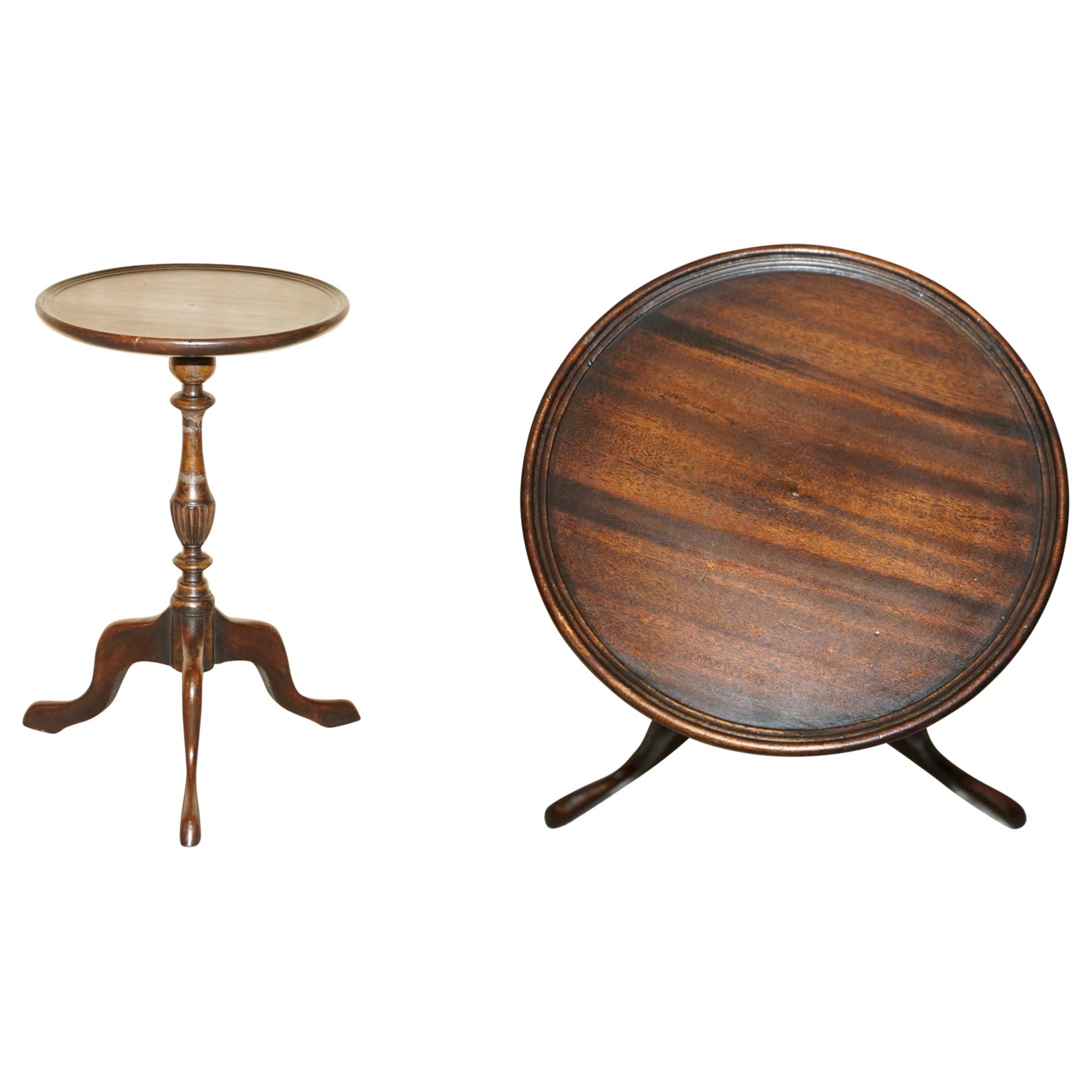Vintage Light Madera dura con patas esculpidas Lámpara trípode Mesa lateral para vino