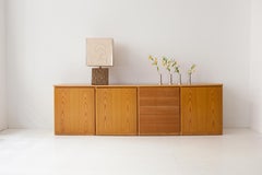 Vintage light oak modular sideboard, Italian, 1970s