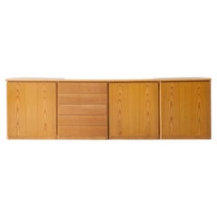 Vintage light oak modular sideboard, Italian, 1970s