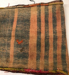 Vintage Light Orange and Brown Stripe Kilim "Mafrash" Grain Sack Fragment