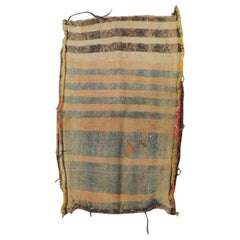 Vintage Light Orange and Brown Stripe Kilim "Mafrash" Grain Sack Fragment