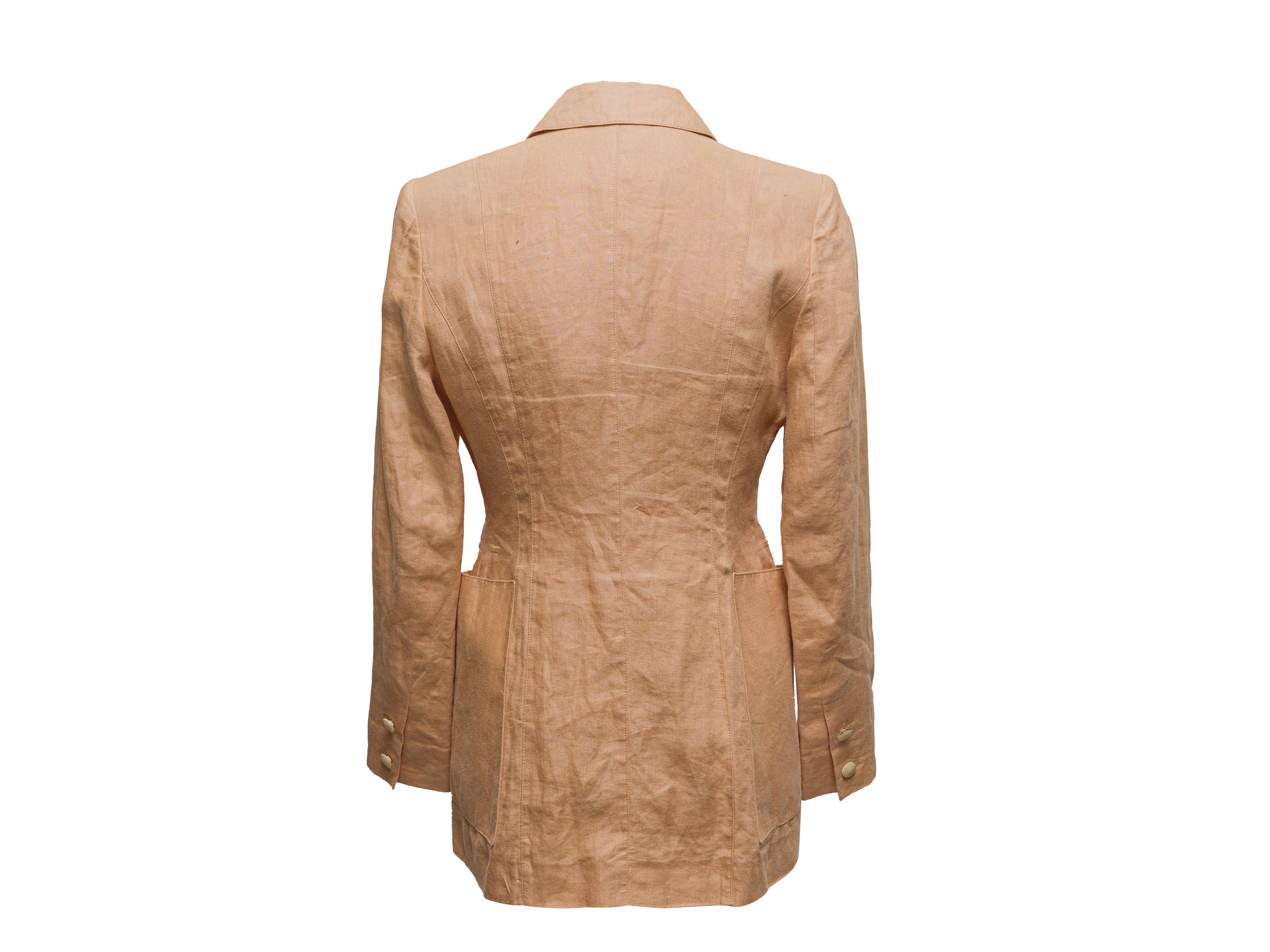 Arancia Blazer vintage in lino arancione chiaro di Hermes taglia FR 40 in vendita