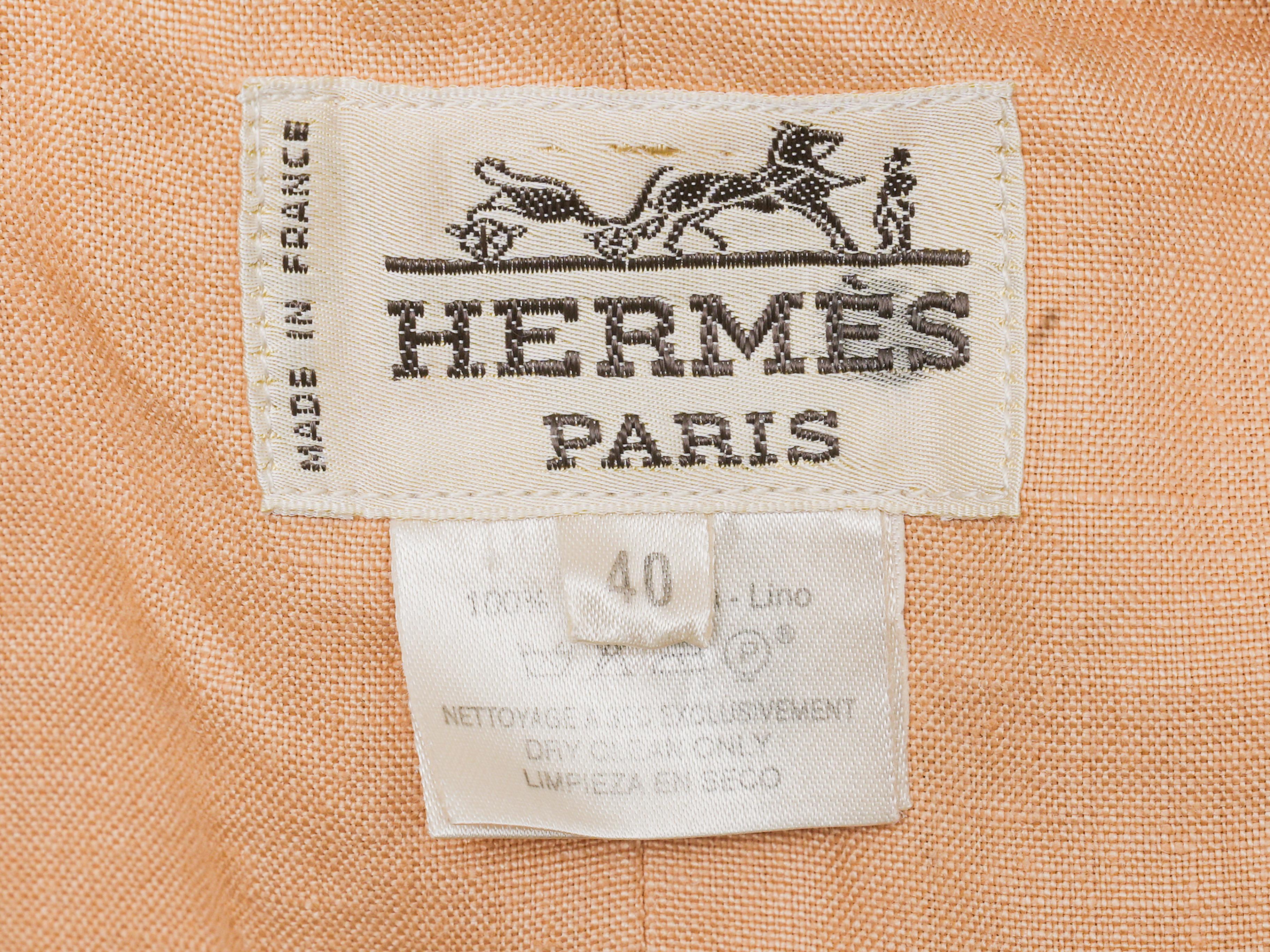 Blazer vintage in lino arancione chiaro di Hermes taglia FR 40 In condizioni discrete in vendita a New York, NY