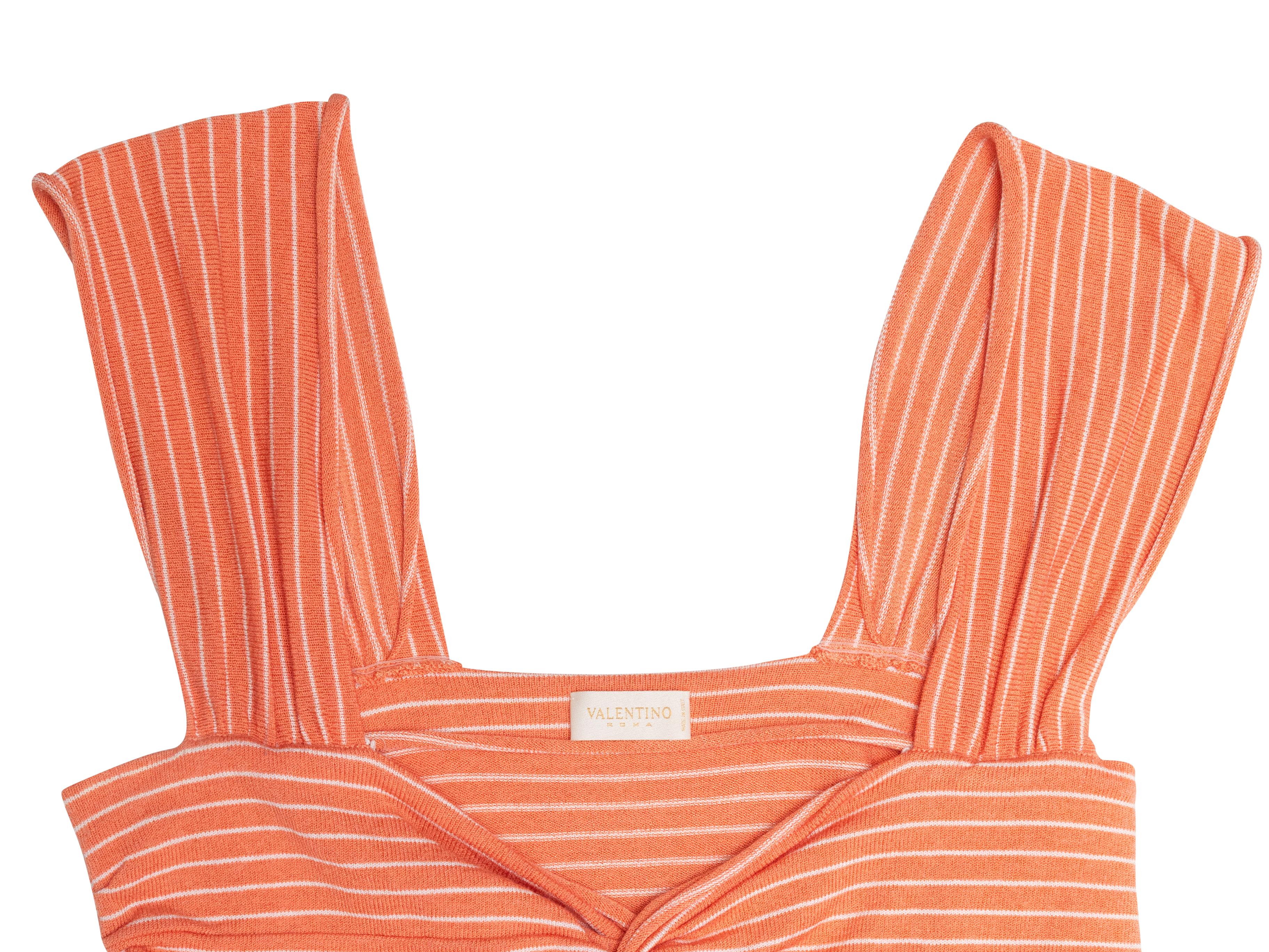 Vintage Light Orange & White Valentino Striped Sleeveless Top Size IT 44 In Good Condition In New York, NY