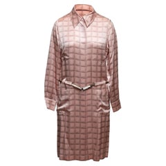 Vintage Light Pink Chanel Fall/Winter 2000 Printed Silk Dress Size FR 42