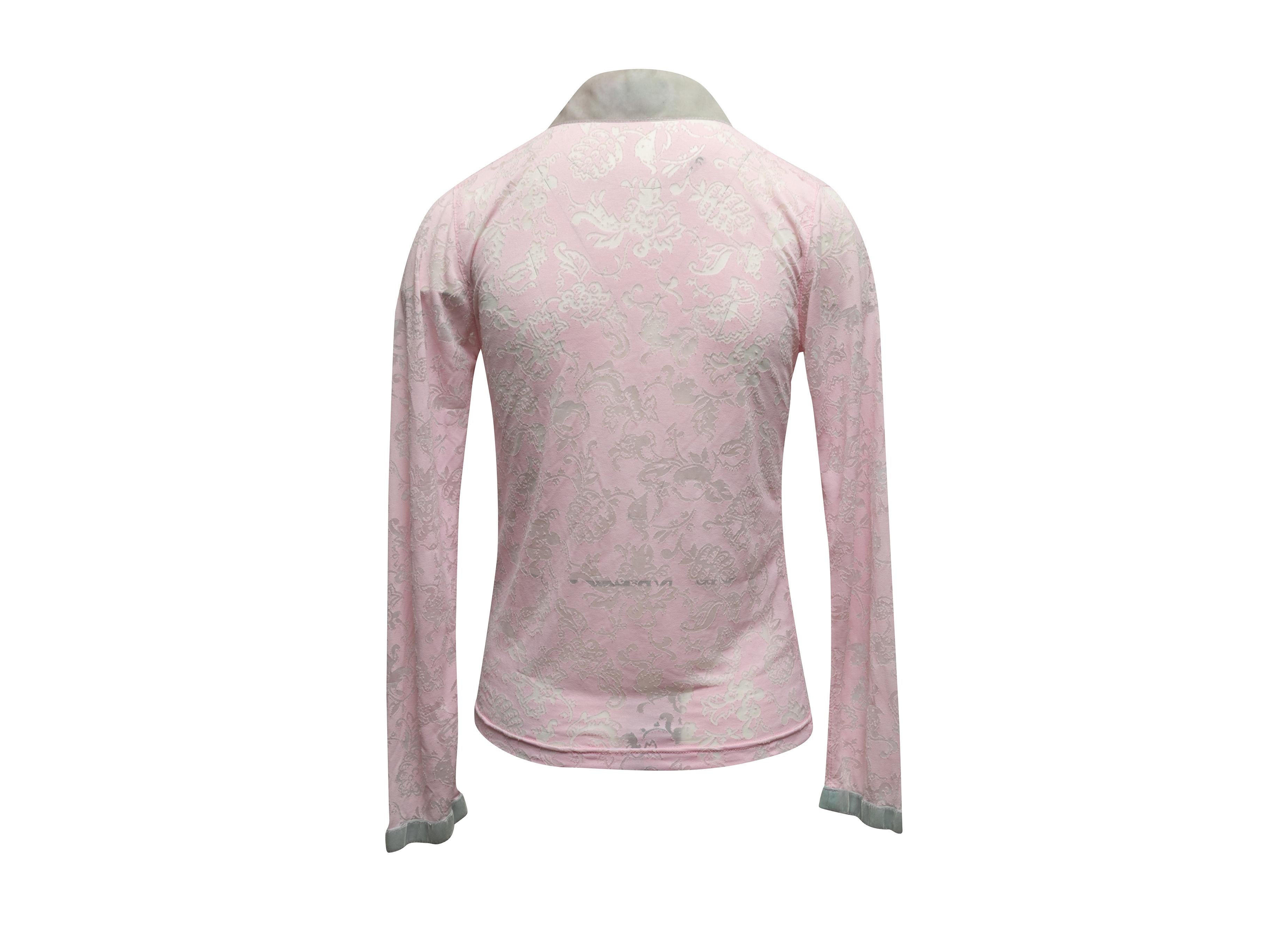 Grigio Vintage Rosa chiaro e Azzurro Voyage Cardigan con scollo a V Taglia S.I.V.A. in vendita