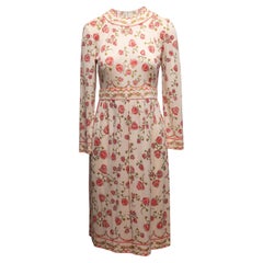 Vintage Light Pink & Multicolor Emilio Pucci Floral Print Long Sleeve Dress Size