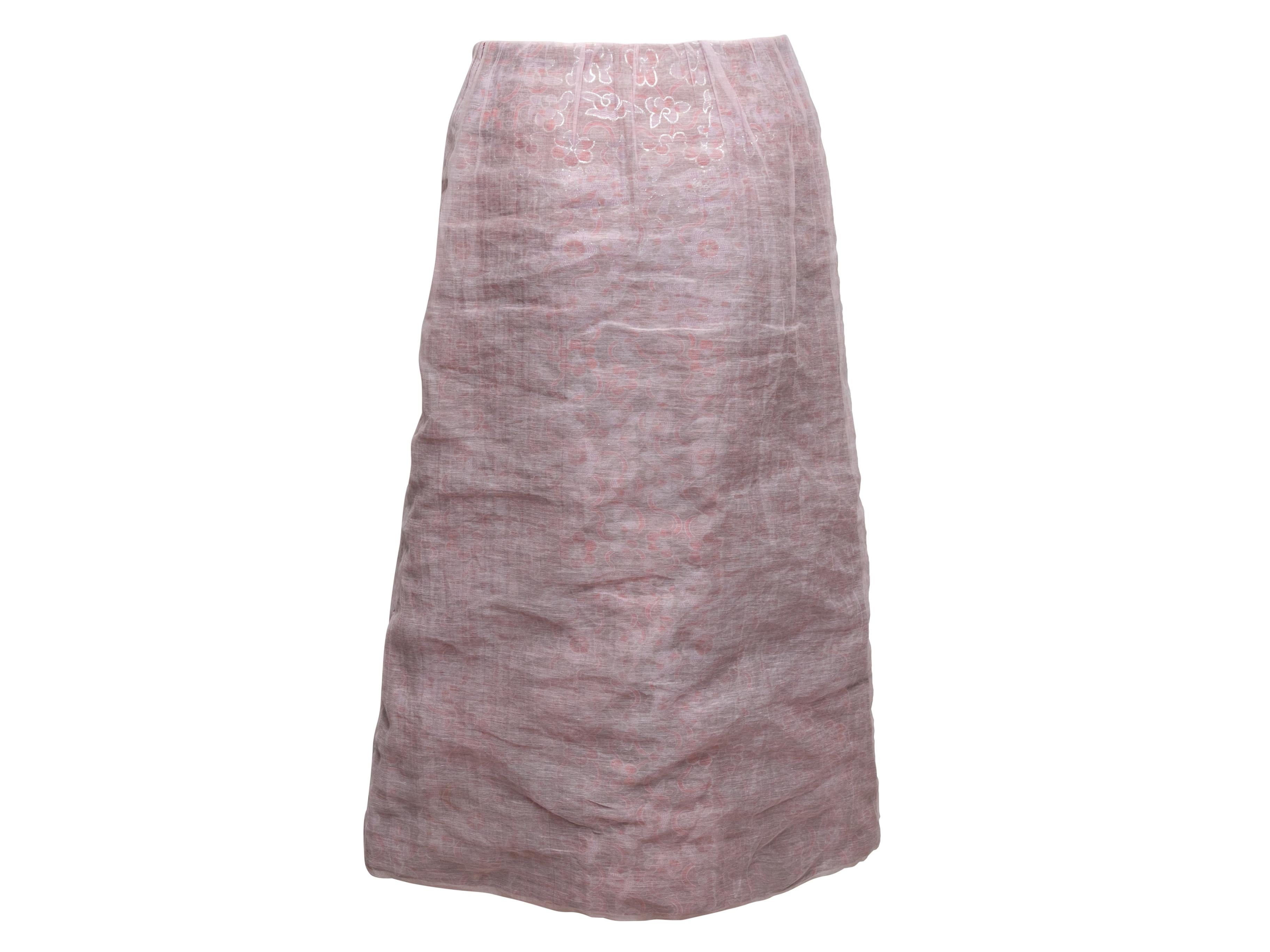 Women's or Men's Vintage Light Pink & Multicolor Issey Miyake Jacquard Midi Skirt Size 2 For Sale