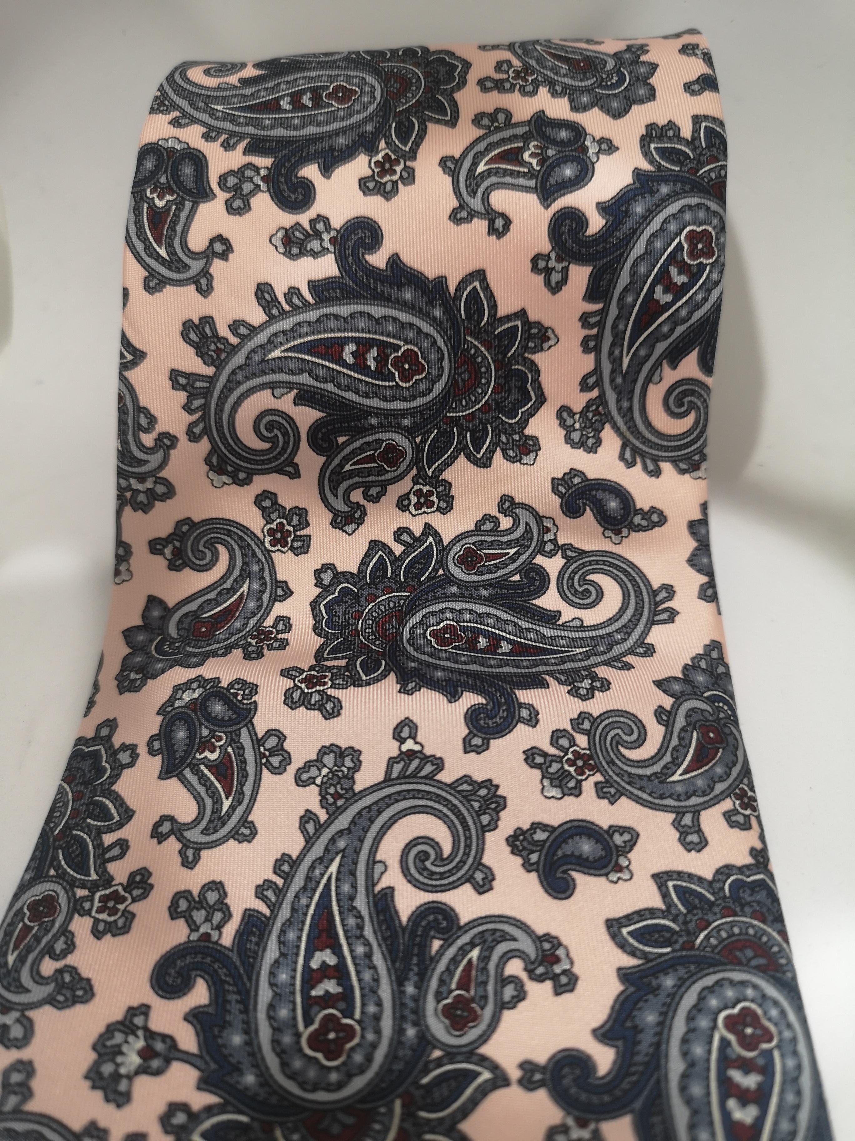 Men's Vintage light pink multicoloured silk tie