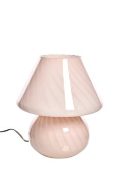 Vintage, Light Pink Murano Swirl Mushroom Lamp, Italy, 1970s