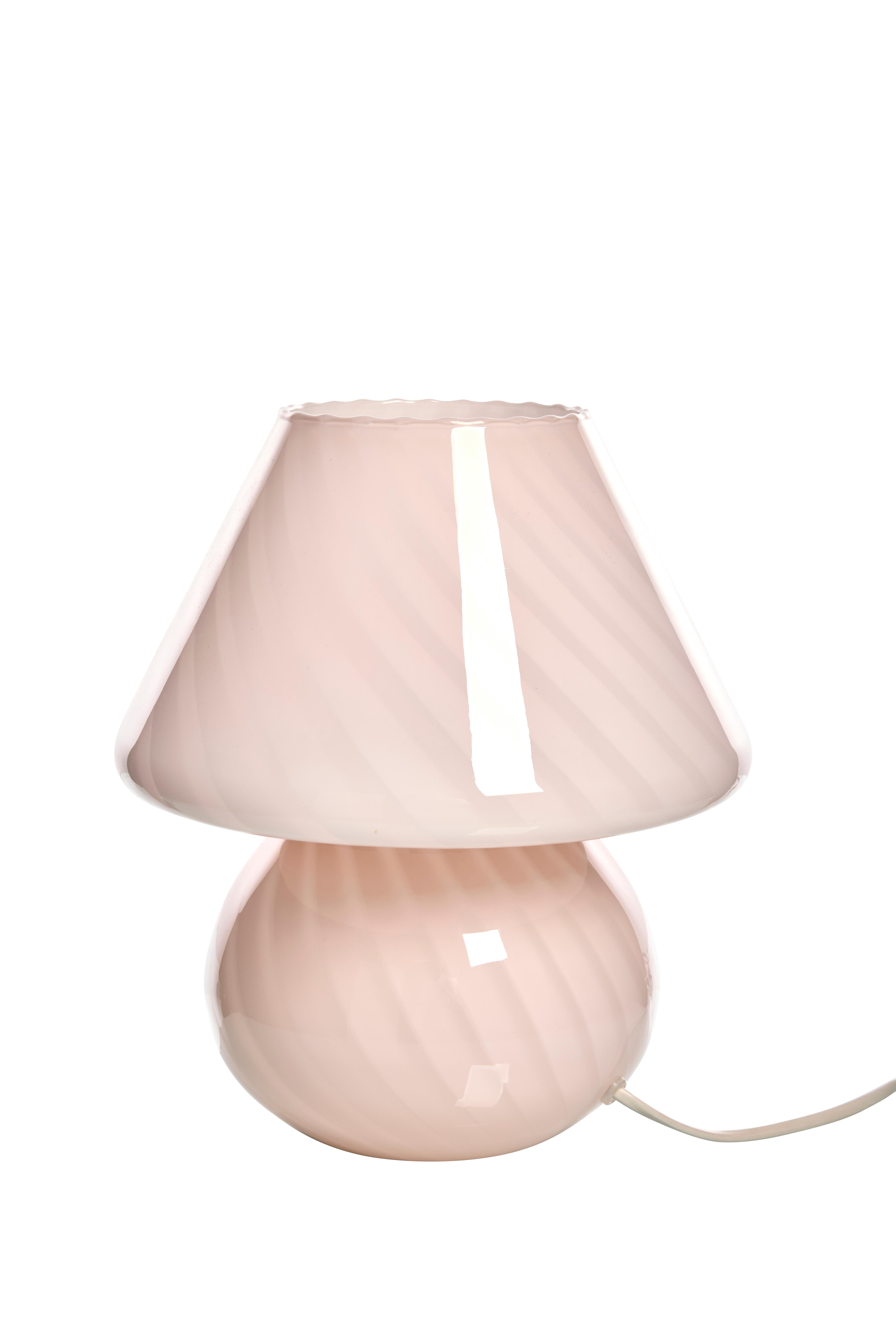 Mid-Century Modern Vintage, Light Pink Murano Swirl Mushroom Lamp, Italy, 1970s