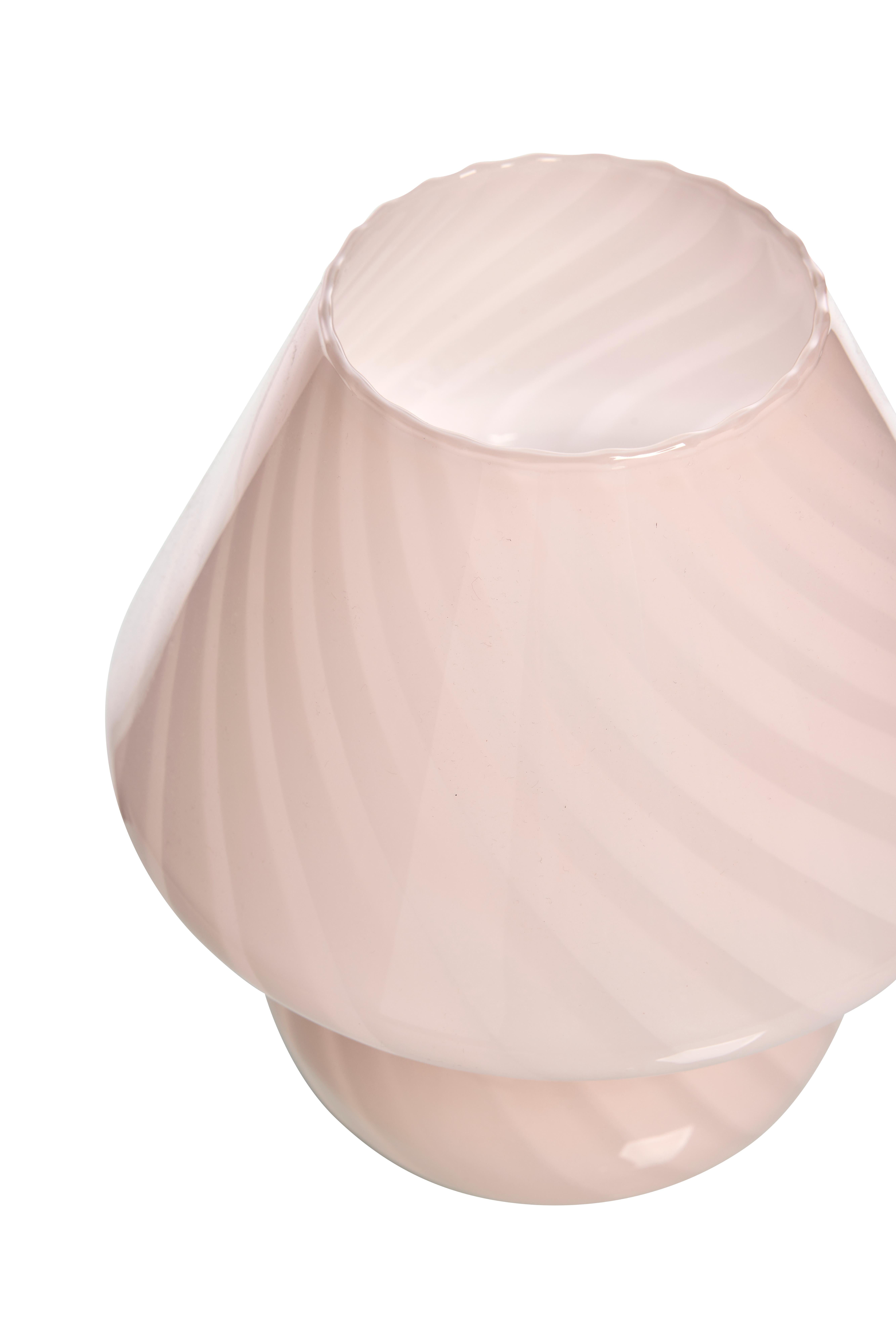 Italian Vintage, Light Pink Murano Swirl Mushroom Lamp, Italy, 1970s