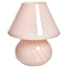 Vintage, Light Pink Murano Swirl Mushroom Lamp, Italy, 1970s