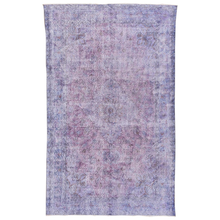 Vintage Light Purple and Pink Overdyed Sparta Rug, Shabby Chic For Sale