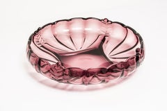 Vintage Light Purple Decorative Glass Plate, Italy, 1960s