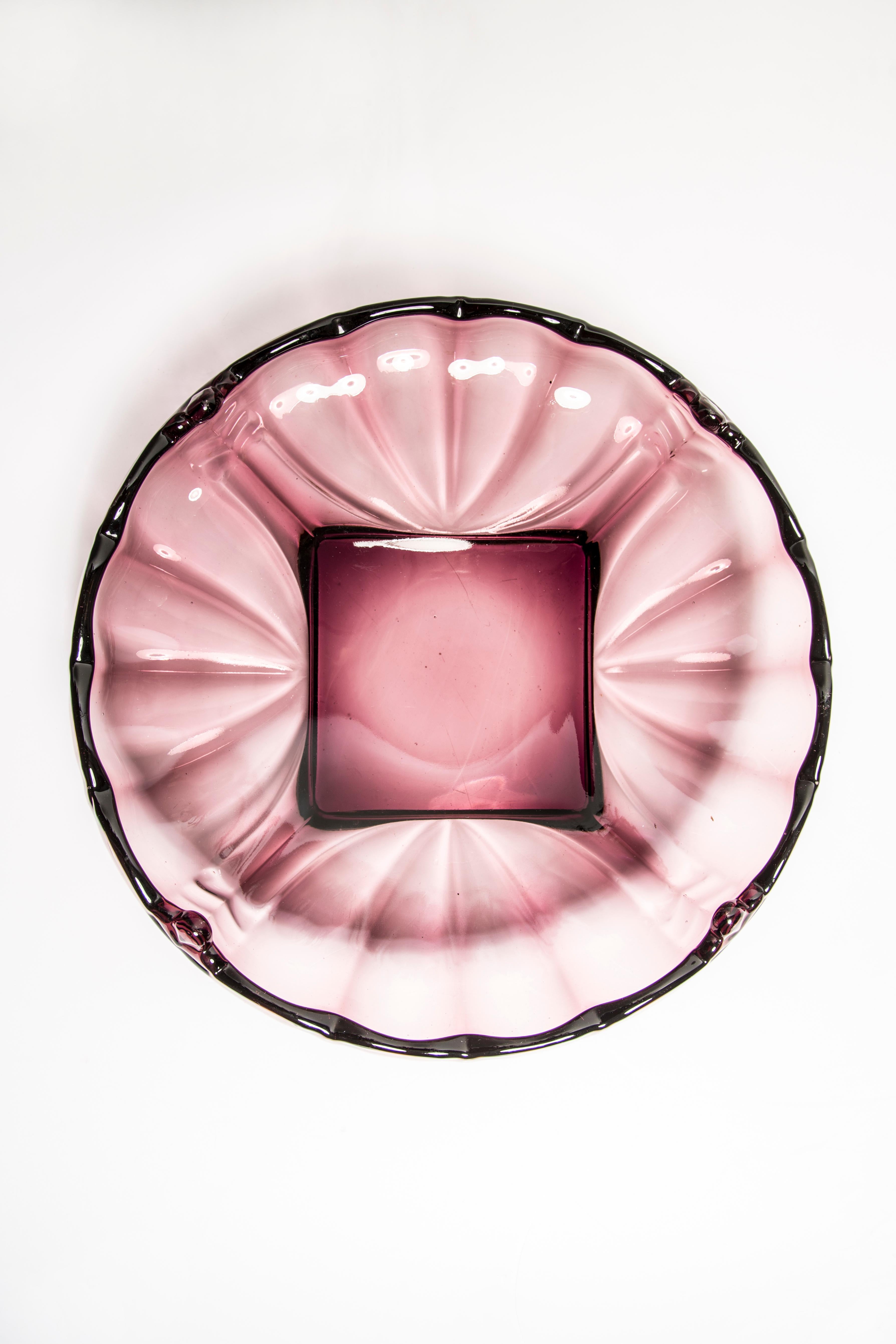 20th Century Vintage Light Purple Decorative Glass Plate, Italy, 1960s For Sale