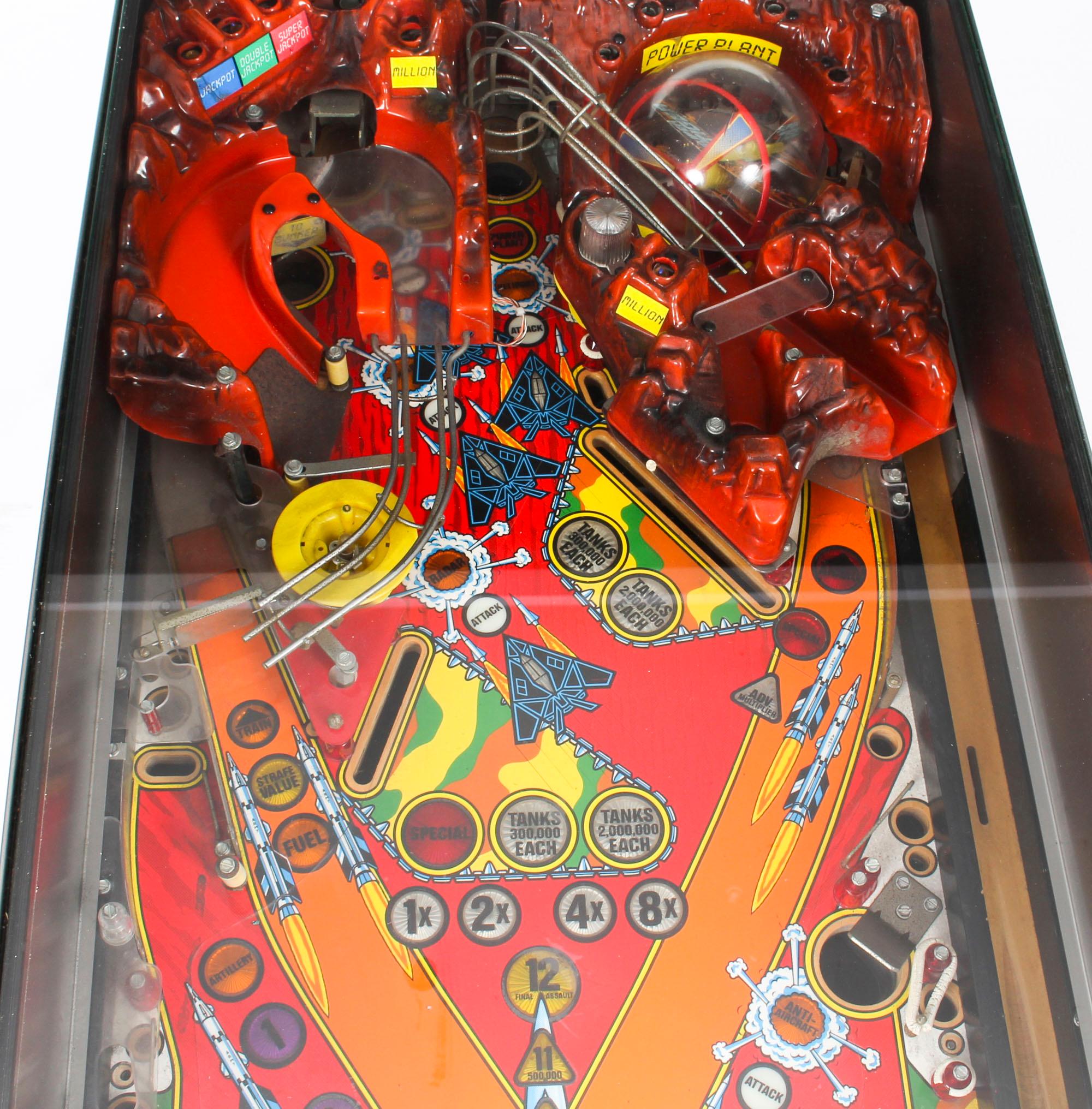 American Vintage Light-Up Glass Top Coffee Table Gottlieb Pinball Playfield Midcentury