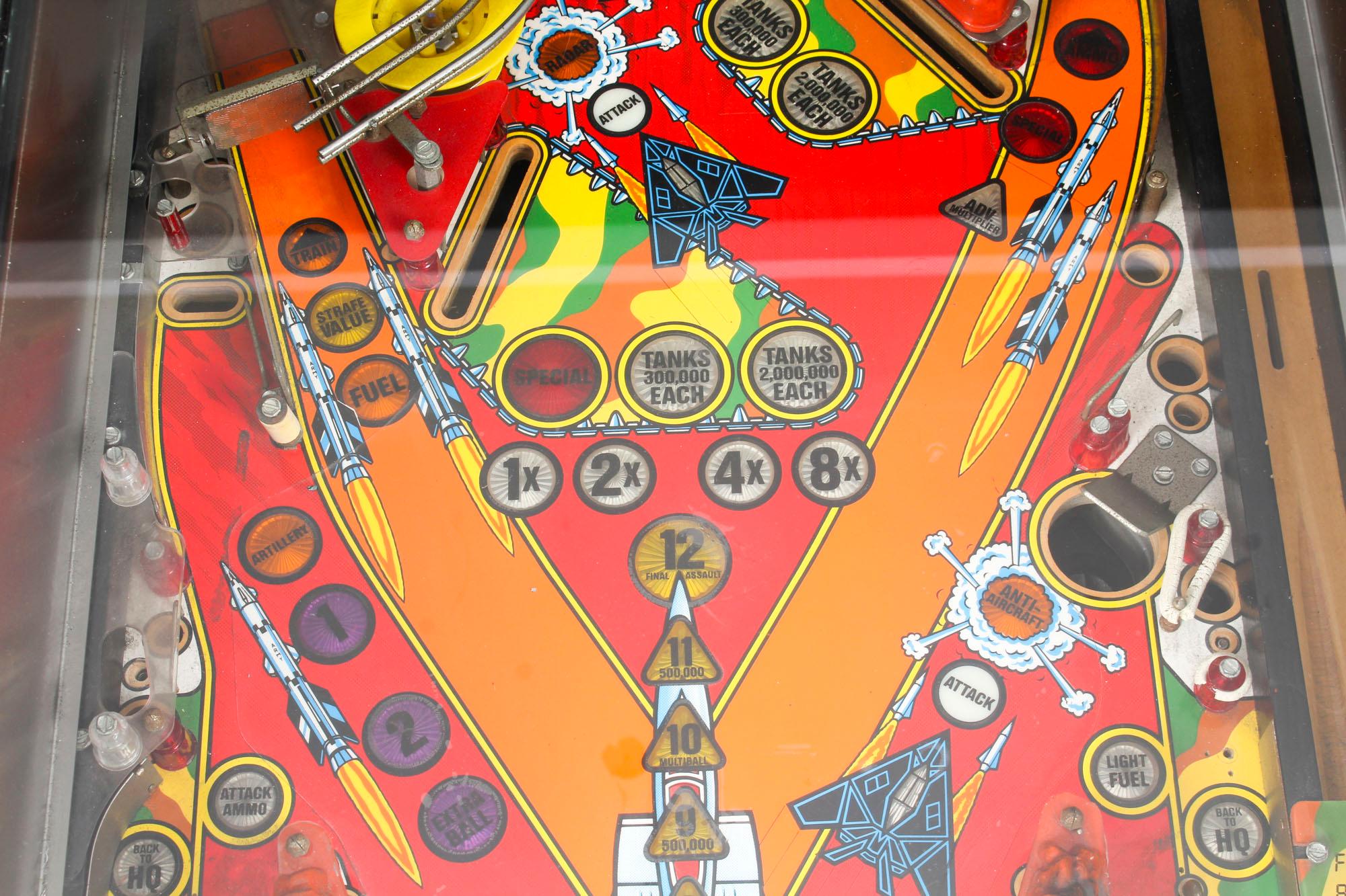 Mid-20th Century Vintage Light-Up Glass Top Coffee Table Gottlieb Pinball Playfield Midcentury