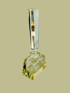 Vintage Light Yellow Crystal Glass Czech Perfume Bottle