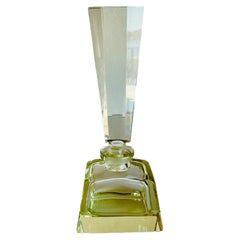 Used Light Yellow Crystal Glass Czech Perfume Bottle 