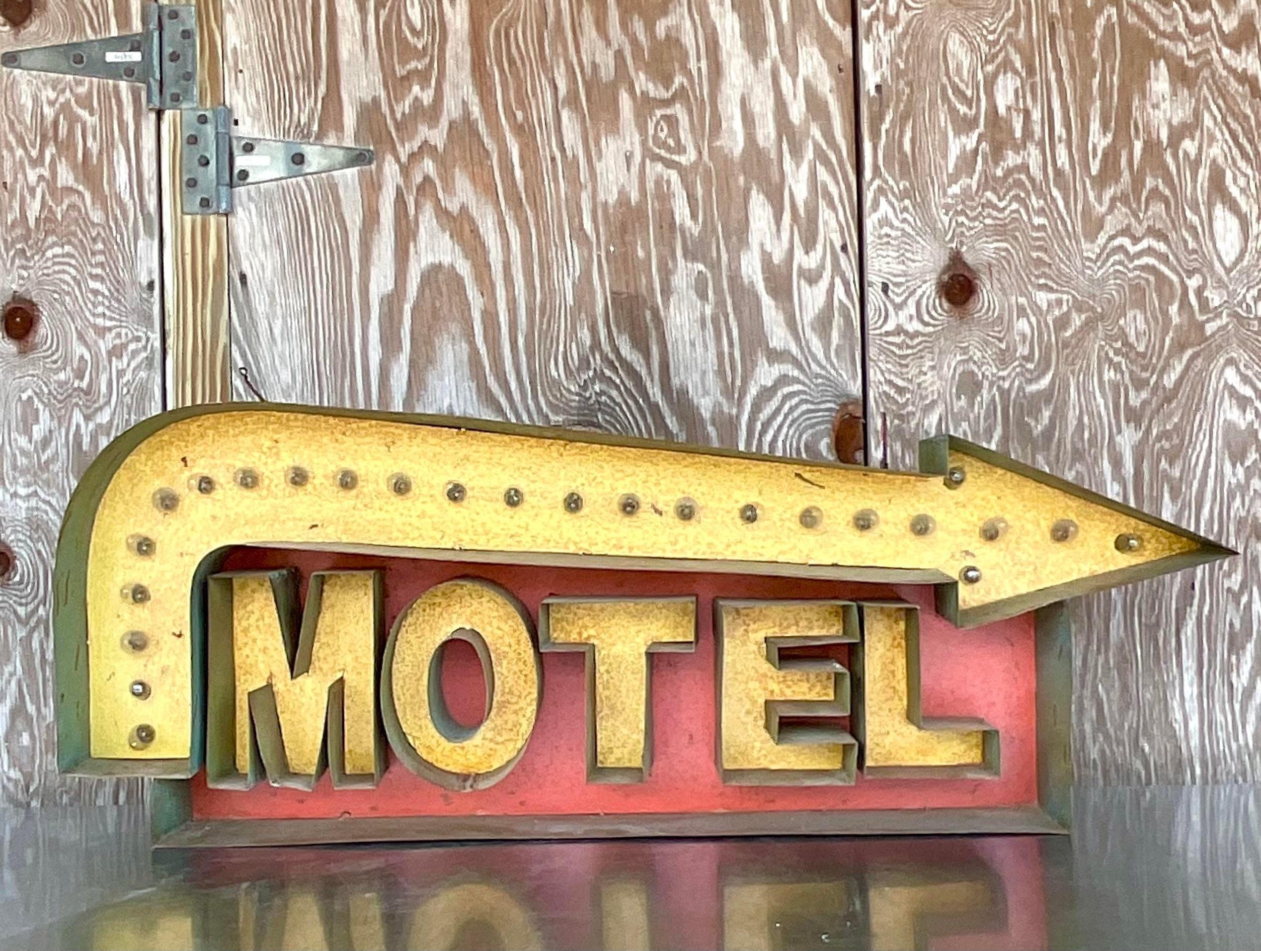 20th Century Vintage Lighted Mid-Century Modern Motel Sign For Sale