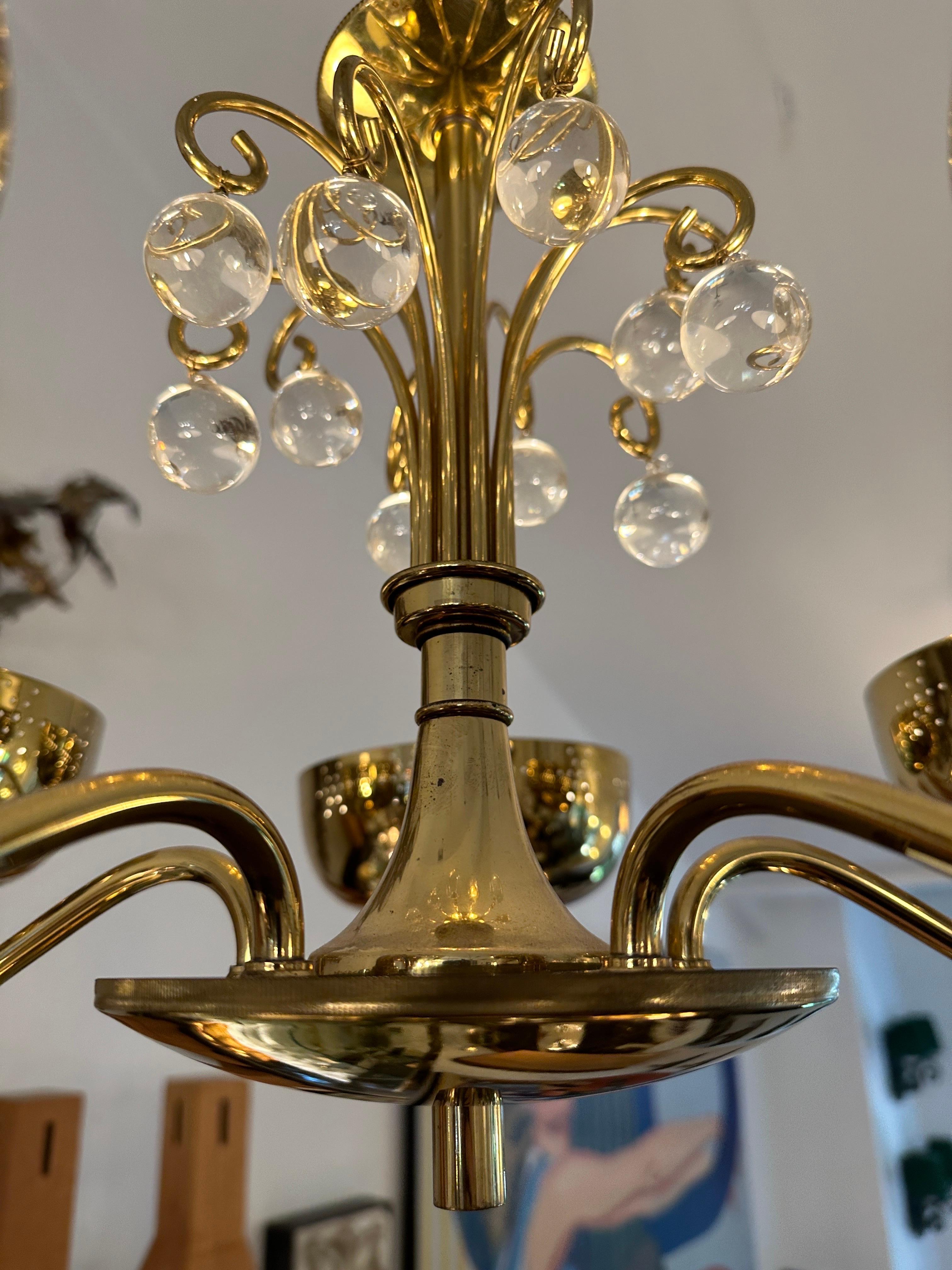 Vintage Lightolier 5-Light Perforated Brass Chandelier For Sale 4