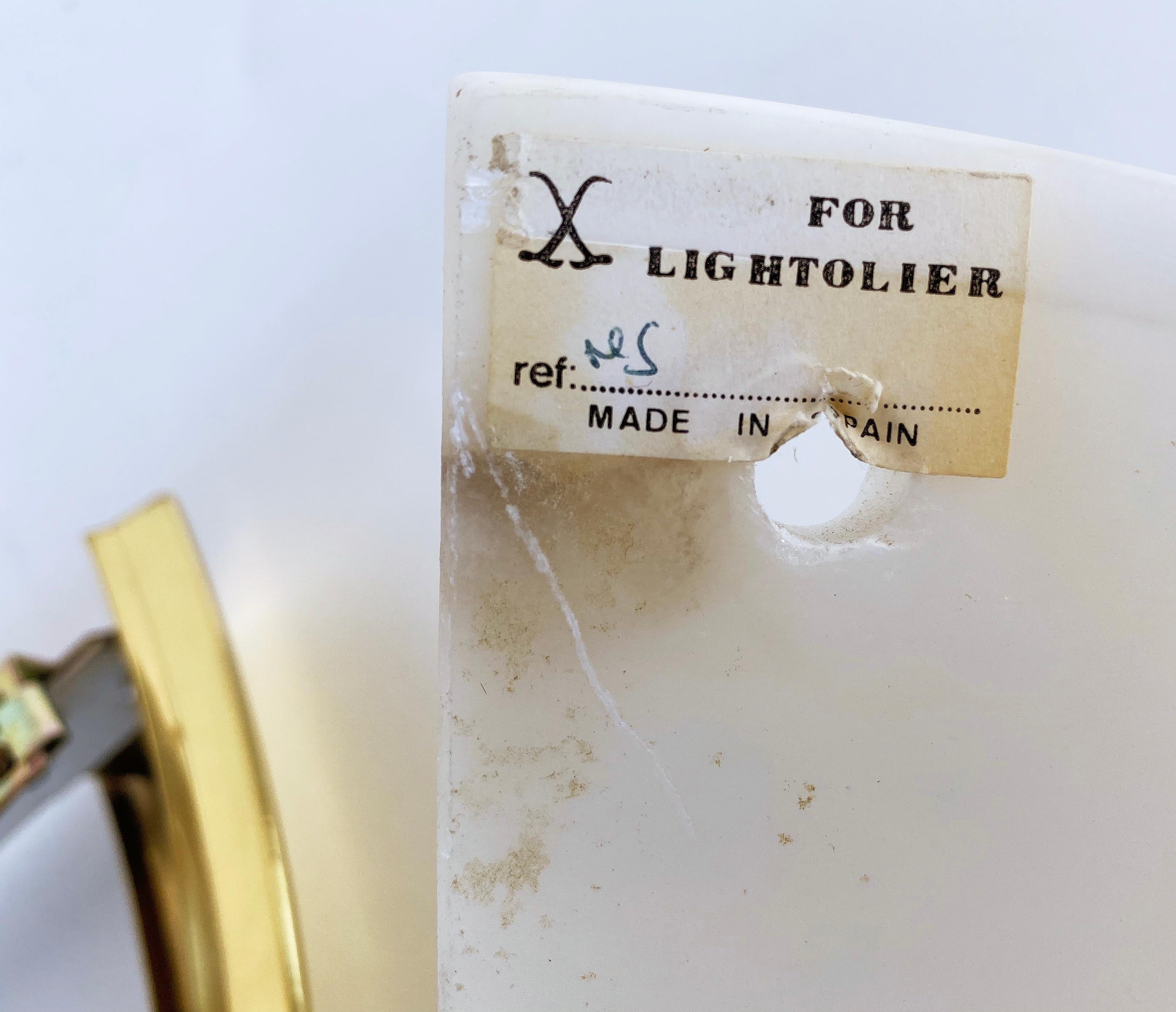 Vintage Lightolier-Wandleuchter aus Alabaster und Messing, ein Paar im Angebot 3