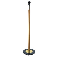 Vintage Lightolier Turned Concave Wood Staff Floor Lamp by Gerald Thurston