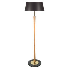 Vintage Lightolier gedrechselte konkave Stehlampe aus Holz von Gerald Thurston, Vintage