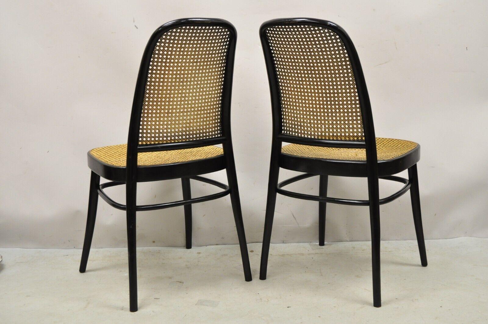 Vintage Ligna Bentwood Black Ebonized Cane Bistro Side Chairs - a Pair For Sale 2