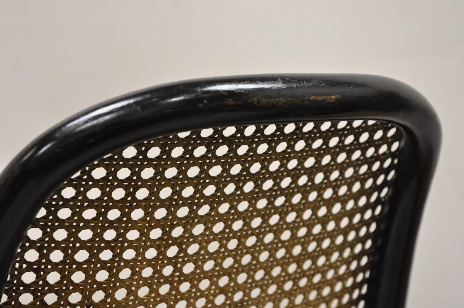 Vintage Ligna Bentwood Black Ebonized Cane Bistro Side Chairs - a Pair For Sale 4