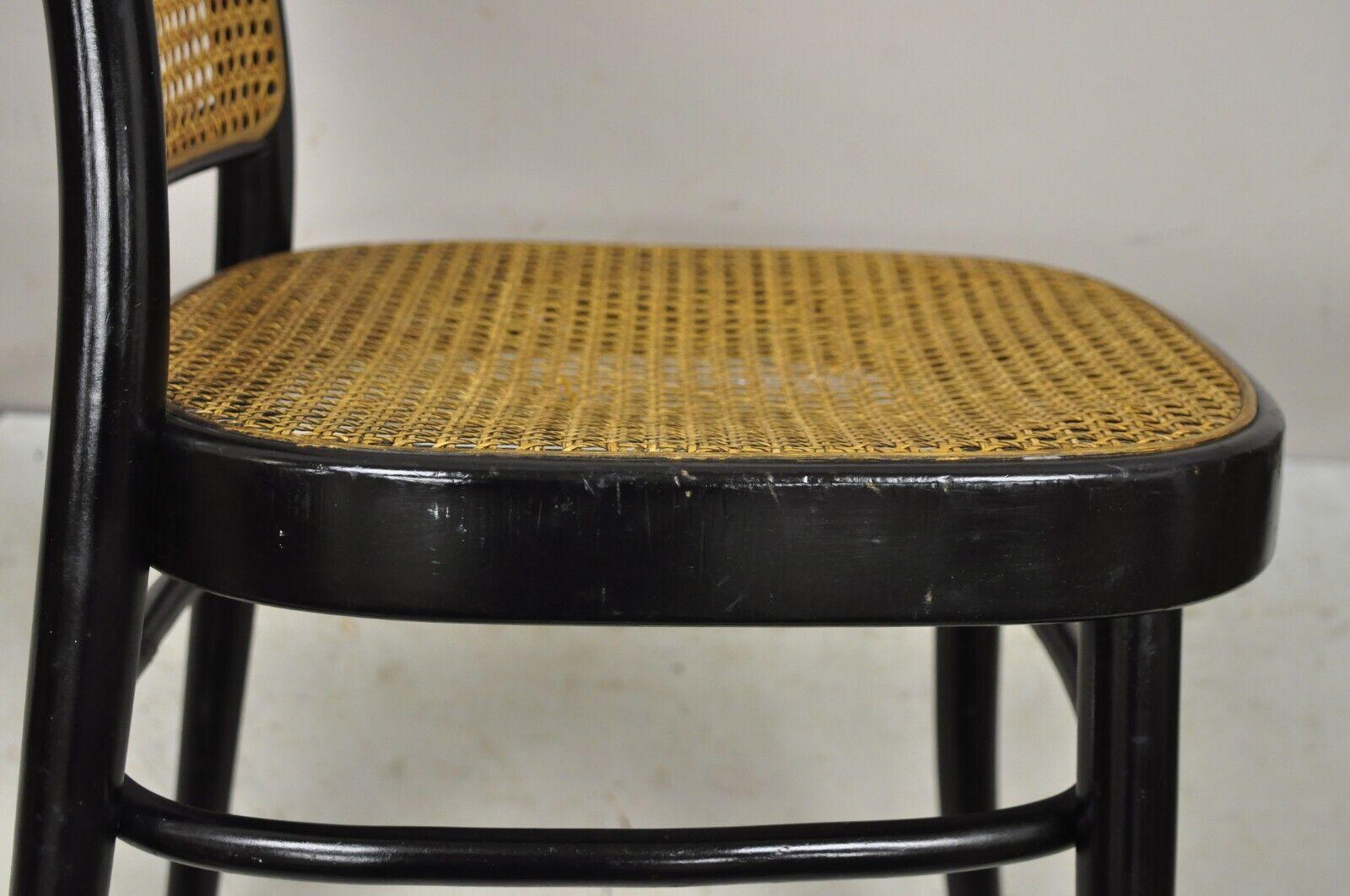 Vintage Ligna Bentwood Black Ebonized Cane Bistro Side Chairs - a Pair For Sale 1
