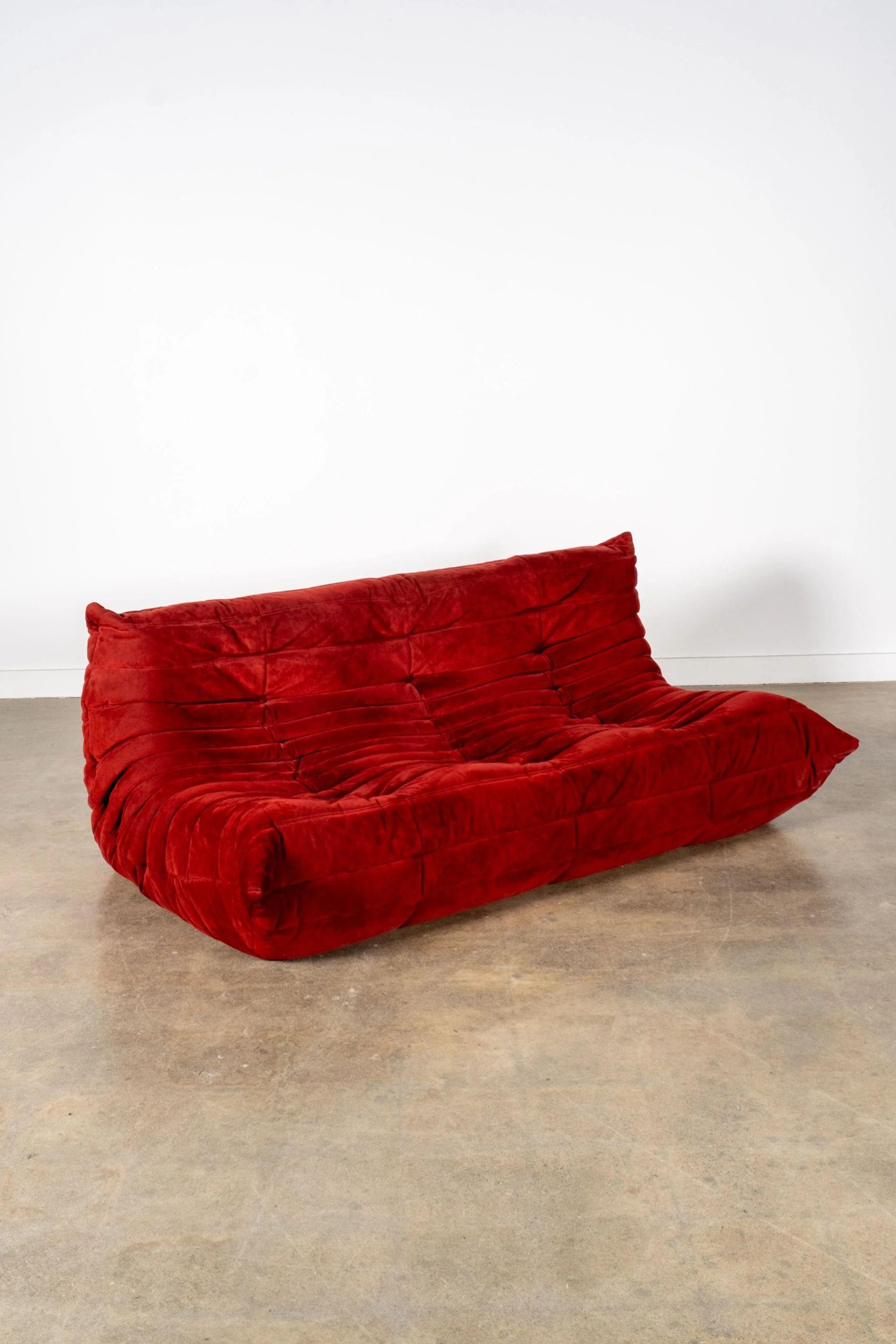 Post-Modern Vintage Ligne Roset 3-Seater TOGO by Michel Ducaroy, Original Fabric For Sale