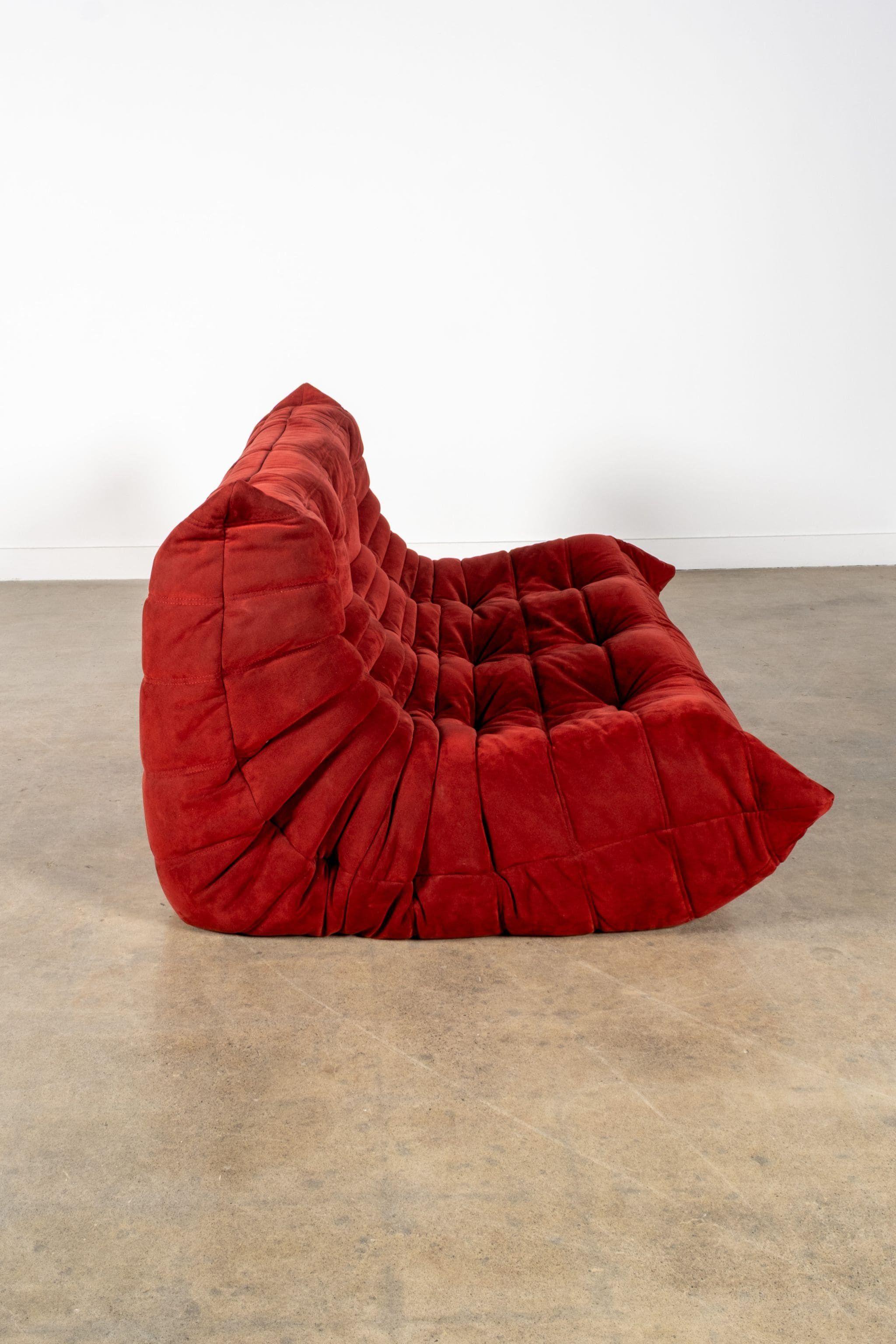 French Vintage Ligne Roset 3-Seater TOGO by Michel Ducaroy, Original Fabric For Sale