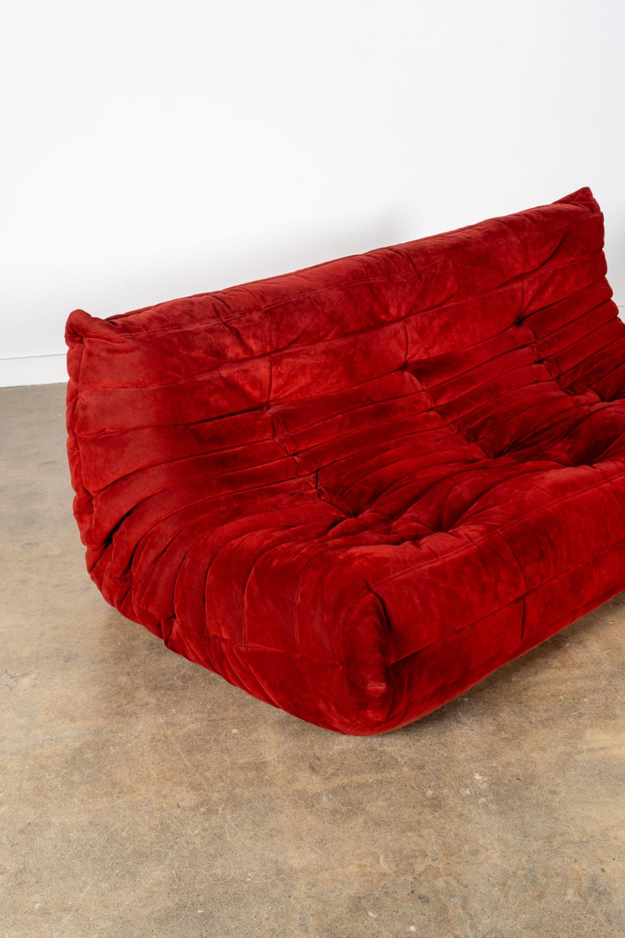 Late 20th Century Vintage Ligne Roset 3-Seater TOGO by Michel Ducaroy, Original Fabric For Sale