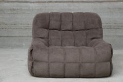 Vintage Ligne Roset Kashima Single Re-Upholstered in Velvet Goldbrown Fabric